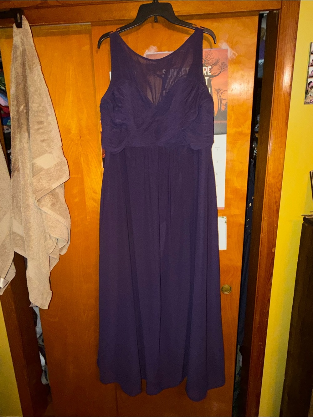 Women’s Sleeveless Mesh Maxi Dress in Deep Purple -bridesmaid
